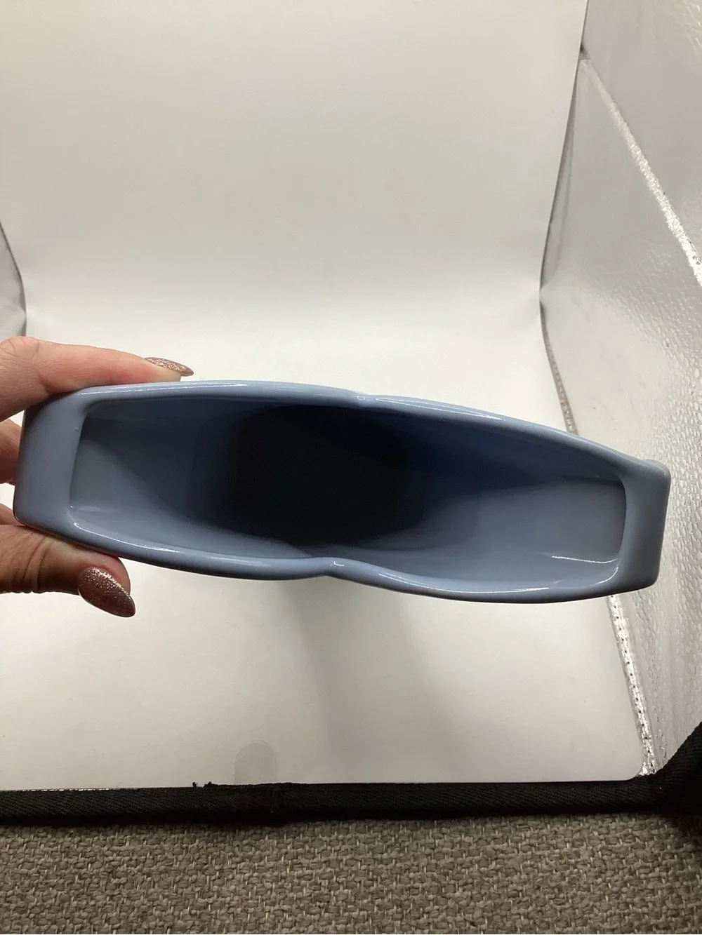 Vintage Abingdon USA Pottery Blue Art Deco #512 Ceramic Vase Flower Planter